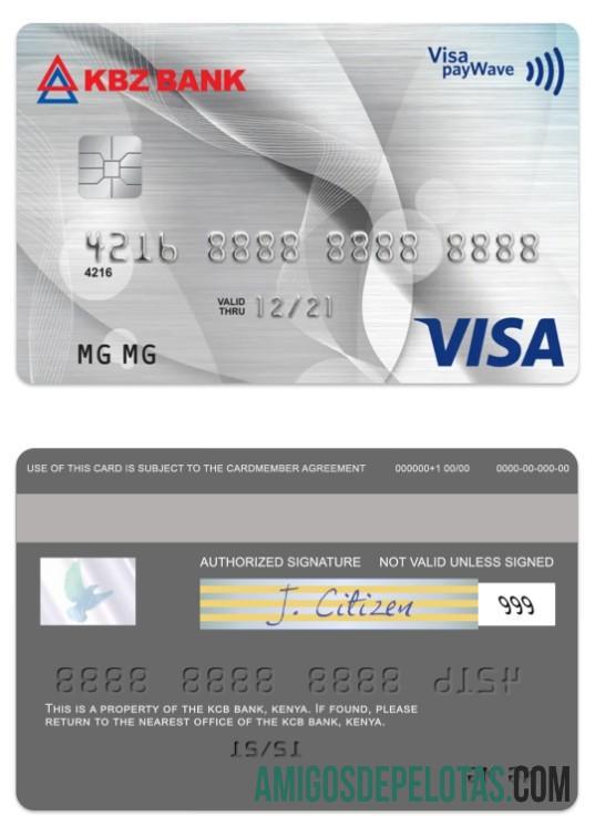 Myanmar KBZ Bank MPU Visa Credit Card example